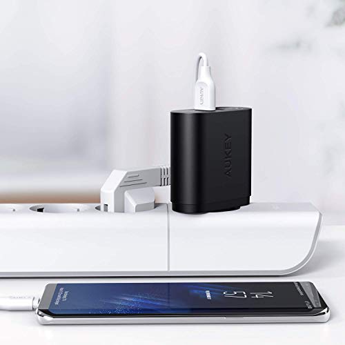 AUKEY Quick Charge 3 0 USB Chargeur Secteur 2 Ports 39W Chargeur Mural Universel pour Samsung Galaxy S8   Note 8  iPhone X   8 8 Plus  iPad Pro Air  HTC 10  LG G5   G6 etc   Noir 