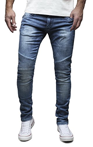 MERISH 5-Pocket Denim Biker Style Jeans Slim Fit Various Styles and Washes  Modell J1166 Darkblue 33/32- Buy Online in Guernsey at Desertcart -  56439087.
