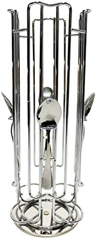 Coffee Grande Deluxe Dolce Gusto Pods 24 Coffee Capsule Chrome Tower Rotating Stand Holder Rack with 4 ON-Board Stainless Steel Spoons