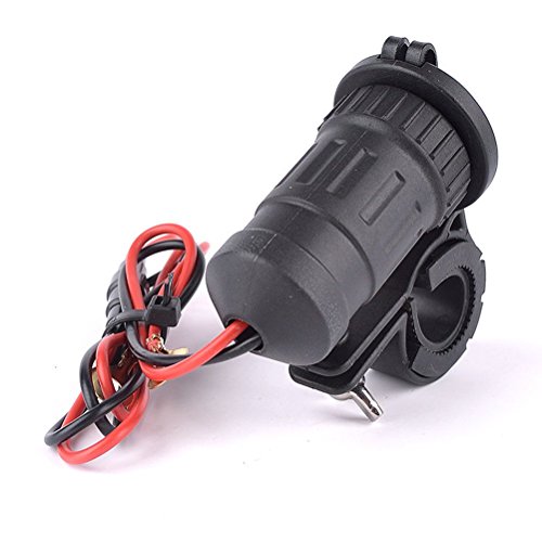 Foxnovo Universel 12V-24V étanche Marine bateau voiture moto allume-cigare fiche d'alimentation prise prise adaptateur avec fixation (noir)