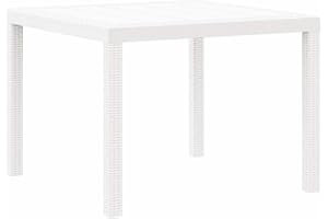 vidaXL Gartentisch Weiß 100 x 100 x 73 cm Poly-Rattan, Garten und Terrasse, rechteckiger Tisch aus Stahl, große, wetterfeste Essgruppe für den Außenbereich