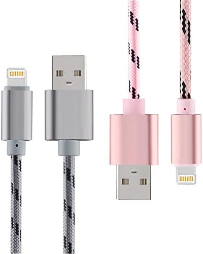 2Pack Sicneka Lightning to USB Cable 6.6ft (2M) for iPhone 6/6s, 6/6s Plus, iPhone 5/5s/5c, iPad with Retina display, iPad mini, iPad Air, iPad Pro,iPod nano 7th Gen and iPod touch 5th Generation (Rose Gold + Grey)