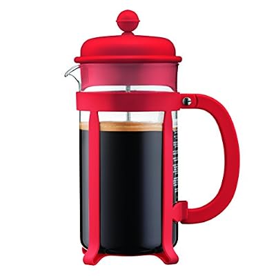 Bodum 1908-294 Cafetière à Piston 8 Tasses, Verre, Rouge, 10,6 x 17,1 x 24,5 cm