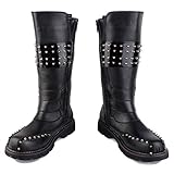 2.Men kniehohe Lederstiefel ist aus hochwertigen Materialien, Langer Stiefel abriebfest genug für Ihren täglichen Trage Motorrad-Radfahrer-Reitpferd Schnee Regen.