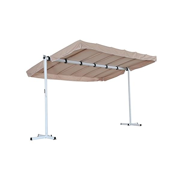 Outsunny Standing Awning Garden Outdoor Manual Canopy Sun Shade Wedding Event Shelter UV Blocker Aluminium Frame - Image 6