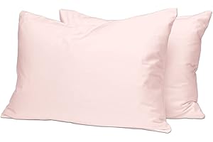 PIZUNA LINENS Pizuna Set di 2 Federe per letto matrimoniale cotone 50x80 cm Rosa Chiaro, 400 fili con trama Sateen in 100% Cotone a fiocco lungo Federa cuscino 50x80 (Federa cuscino Rosa Chiaro - 2 pezzi)