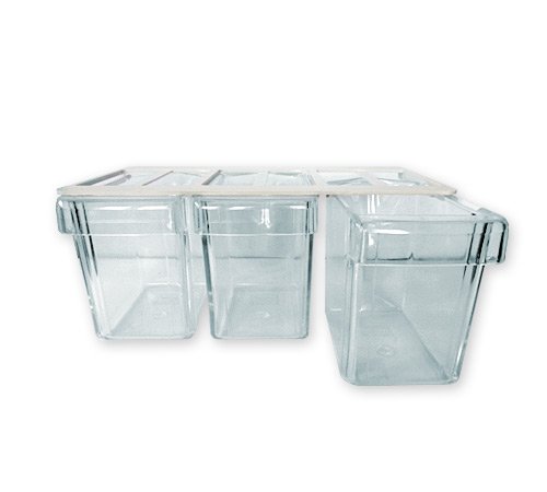 3er Schüttenrahmen weiß inkl. 3 Schütten glasgrün zum