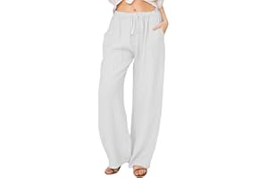DURINM Pantalon Lin Et Coton Femme Couleur Unie DéContracté éLastique Pantalon Femme Pantalon Coton Lin Taille Élastique Pantalon avec Poche Été Confortable Pants