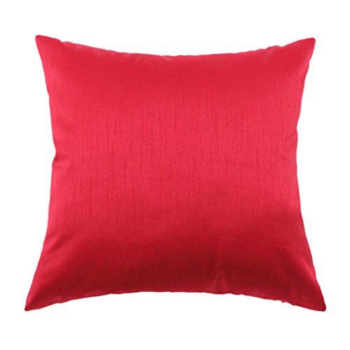 45x45cm Stoff Seide Kissenbezug Dekor Sofakissen Abdeckung Kissenbezug - Rot