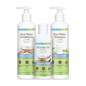 Mamaearth Rice Hair Oil ? 150 ml + Rice Water Shampoo ? 250 ml + Rice Water Conditioner ? 250 ml