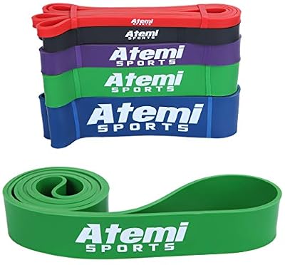 Atemi Sports Bandes Élastiques de Résistance | Pull Up Bandes - 5 Niveaux de Force | Bande d'Entraînement idéal pour Fitness, Gym, Yoga, Calisthenics et Crossfit | Vert (22-56kg) (#4 Vert (22-56kg))
