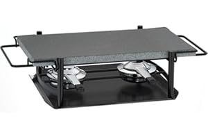 Kela 16643 Piedra con hornillo, 6 Piezas, Granito Piedra, 48 x 25 cm, para Ca 4 Personas, Metal/Negro, Savor