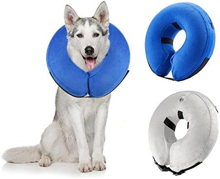 FishBabe Pet Inflatable Cones Wound Healing Protection Medical Warm Detachable Washable Recovery Collar For Dogs Cats Blue X-Large