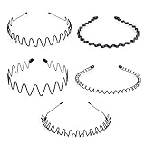 5 Pieces Women Men Black Multi-style Spring Wave Metal and Plastic Hair Hoop Hairband Boy Girl Flexible Headband Accessory-Black