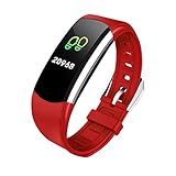 Smart-Armband mit Farbdisplay und Herzfrequenz Blutdruck Sauerstoff Überwachung Wettervorhersage Wasserdicht Smart Sport Armband, rot