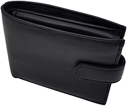 MENS RFID WALLET - Contactless Safe RFID BLOCKING SCAN PROOF Mens Designer Wallet - Genuine Leather - KEEP YOUR MONEY SAFE - Popper Coin Pouch, Large Zipped Note Pocket &amp; 10 Credit Card Spaces
