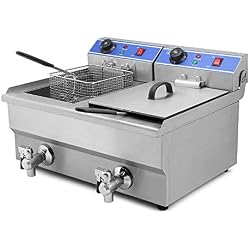Olibelle 6000W 20L Friteuse Electrique En Inox Fryer Friteuse Cuve Avec Réservoir Amovible