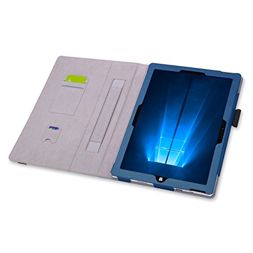 Microsoft Surface Pro 3 Cover Tasche mit praktischer Stand Funktion Case aus robustem Kunstleder kombiniert Schutz und Design für Ihr Microsoft Surface Pro 3 Hülle Case Blau von UC Express® - 5
