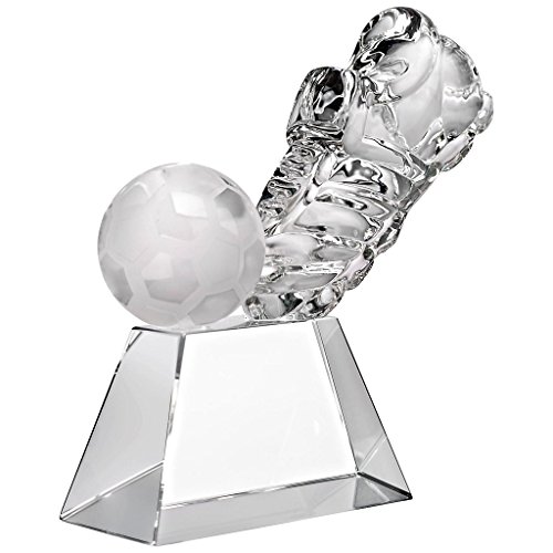 CRISTALICA Trophée en Verre Football, Trophée Kick-Off, Transparent, Collection Pokal, H= 17 cm, Fait Main, Verre, Style Moderne (Fan UNIKATE Powered by