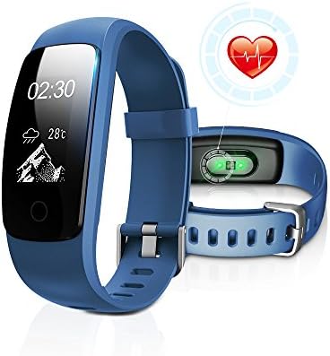 Fitness Tracker Watch, DBFIT Activity Tracker with Heart Rate Monitor, Bluetooth Pedometer with Sleep Monitor, IP67 Water Resistant Smart Watch Bracelet Wristband with Call/SMS Remind for iOS Android Smartphone (Blue)