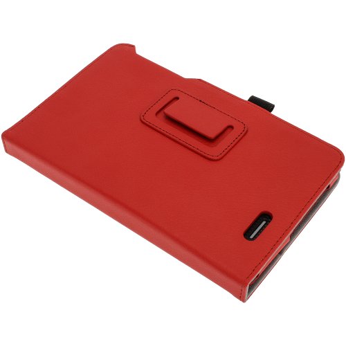 igadgitz Rot PU Ledertasche Hülle Folie Cover für Asus MeMO Pad ME172V 7″ Tablet mit Multi Winkelbetrachtung Stand + Stylus Schift Halter + Displayschutzfolie - 7