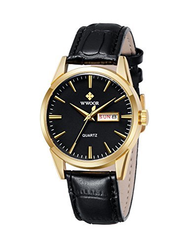 WWOOR Mnners Klassik Business Quartzwerk Bewegung Termin Woche Kalender PU Leder Band Einfach Armbanduhr Schwarz WWOOR Mnners Klassik Business Quartzwerk Bewegung Termin Woche Kalender PU Leder Band Einfach Armbanduhr Schwarz