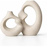 SPHINX Ceramic Vase – Asymmetric Donut Vase Set Hollow Design (8.5 and 6 Inch) | Modern Decorative Flower Pot for Pampas Gras