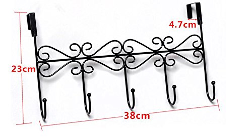 Vintage Türgarderobe Hakenleiste Garderobenleiste Kleiderhaken Stahl glanz Chrom mit 5 Haken (Schwarz) - 7