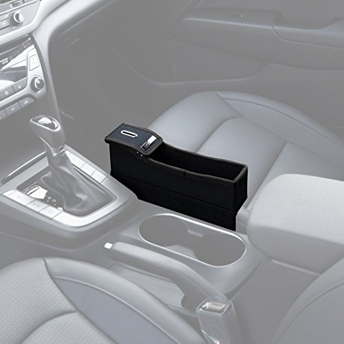 KMMOTORSCoin Side Pocket, Console Side Pocket, Car Organizer (Black without Cupholder)