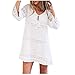 Produktbild BHYDRY Frauen Sommer Hülse mit DREI Vierteln lose Spitze Boho Beach Short Minikleid(Medium,Weiß)