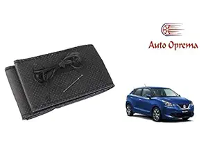 Auto Oprema Leatherette Dotted Black Car Steering Wheel Cover for Maruti Suzuki Baleno