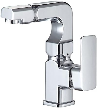 POOBZZ Wash basin hot and cold faucet copper valve core bathroom double rotating bathroom basin hot and cold Quartet double rotation