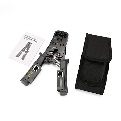 Preisvergleich Produktbild guoxuEE Netzwerk LAN Kabel Crimpzange Schneidwerkzeug Kabeltester Kabelzange schwarz