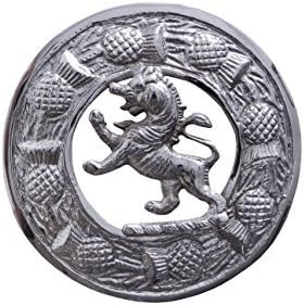 AokitecAokitec KILT FLY PLAID BROOCH LARGE LION RAMPANT AND SCROLLING THISTLE BORDER