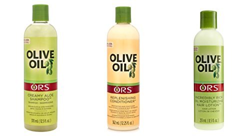 ORS Hair Care TRIO: Creamy Aloe Shampoo, Replenishing Conditioner & Rich Oil Moisturizing Lotion
