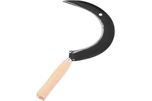Bauster® Högkvalitativa sicklesenser, vass sickle, 35 cm handsensor, små lisor, trimmer, gräsklippare, trähandtag, sickel, smidd för klippning av gräs trädgårdsskötsel