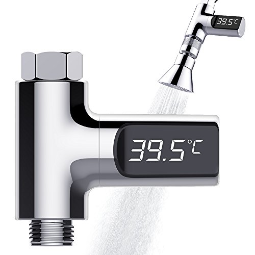 Preisvergleich Produktbild Duschthermomter, Tecboss Badethermometer Dusche Thermometer Für Kinder ältere Leute Haustiere, 360 Grad-drehbarer Wasserdichter LED-Schirm für Bessere Betrachtung - Celsius