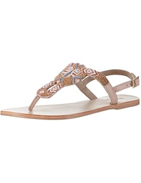 PIECES Damen Carmen Beads Multi Leather Sandal Nude Knöchelriemchen