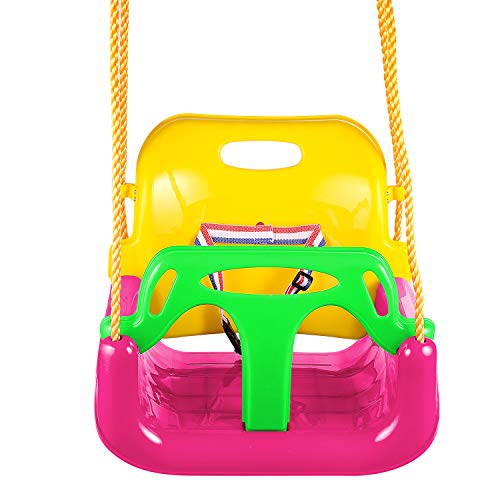 Profun Columpio Infantil Columpio de Jardín para Niños con Asiento de Respaldo Alto de Seguridad con Cadena de Metal 1.5M para Exterior 3