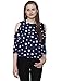 Navy Blue cold shoulder long sleeves polka dotes crepe women