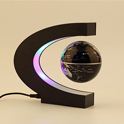 Preisvergleich Produktbild Magnetischer C-förmiger Globus Magnetische Kugeln Maglev-Weltkarte Schwimmende Kugel Leuchten Business Geburtstag Geschenke Wohnkultur Büro Dekoration-Schwarz