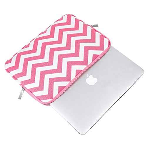 MOSISO Chevron Stil Canvas Gewebe Hülle Laptop Sleeve Tasche Beutel für 11-11,6 Zoll MacBook Air, Ultrabook Netbook Tablette mit einem kleinen Fall, Rose Rot - 4