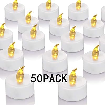 OSHINE Lot de 50 bougies LED Bougies CR2032 piles Bougies Unscented Bougie chauffe-plat sans flamme claire vacillante gefälschte Bougie pour la maison décorations de Noël Mariage
