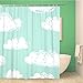 Produktbild UDFK Bathroom Shower Curtain Sponge White Clouds On Teal Blue Pattern Paint Natural Waterproof Bath Curtain Set with Hooks 60X72 Inch