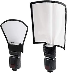 SHOPEE Flash Diffuser Reflector Kit - Bend Bounce Flash Diffuser+ Silver/White Reflector for Speedlight, Universal Mount