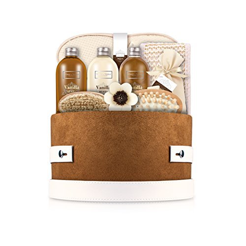 Winter in Venice Vanilla Berry Hat Box - Luxurious Toiletries infused with Natural Fruit and Plant Extracts packed in a Reusable Hat Box. Award Winning and Best Selling Bath Gift Set