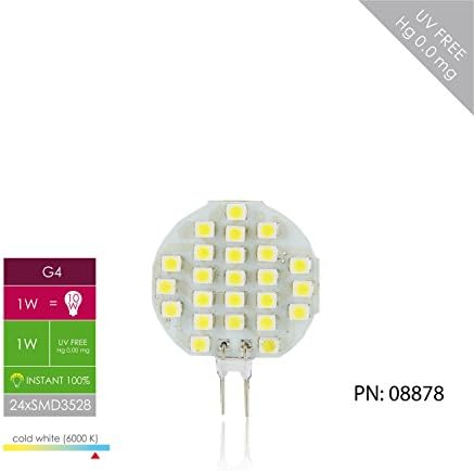 Whitenergy G4 LED Bulb 1 W 80 lm Replaces 10 Watt Cold White SMD LED Illuminators - 120° Illuminating | 12 V