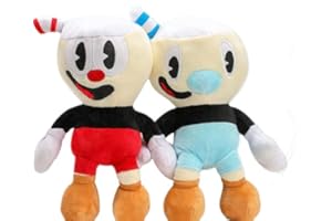 Dlishka 9IN Cuphead MuñEca De Peluche Juguetes De Peluche con Rojo Y Modelos Azules,Soft Adventure Mecup Y Peluches De Peluche Brocup Adecuados para Regalos como Regalos A Familiares Y Amigos.(2pcs)