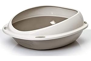 AIME Aimé - Lettiera Gatto - Lettiera per Gatti con Bordo Amovibile - Toilette per Gatti e Cuccioli di Forma Ovale - Pratica e igienica Si pulisce Facilmente - Dimensioni 45 x 36 x 15,5 cm