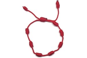 MYSTIC JEWELS By Dalia, braccialetto Cabala, in cordoncino di filo rosso, con 7 nodi, unisex, regolabile, per la protezione contro il malocchio, portafortuna